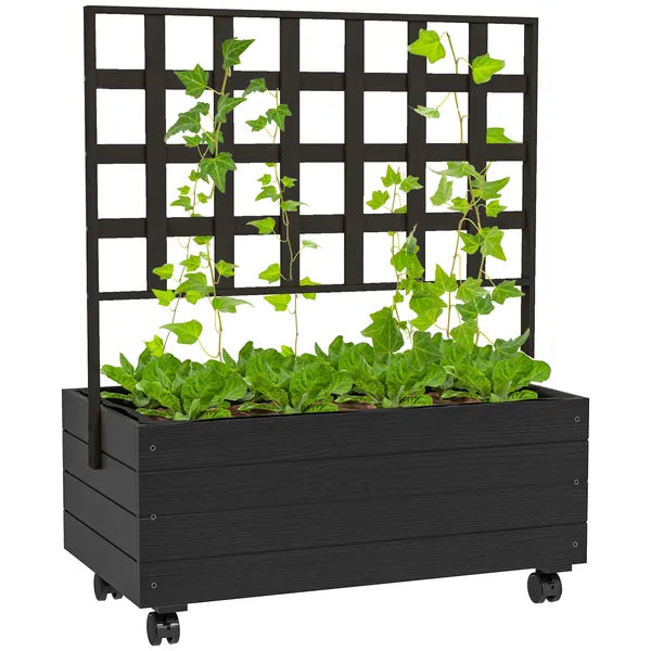 Outsunny Raised Garden Bed with Trellis and Wheels, Outdoor Planter Wooden Elevated Garden Bed for Garden, Patio, Balcony - product image 11