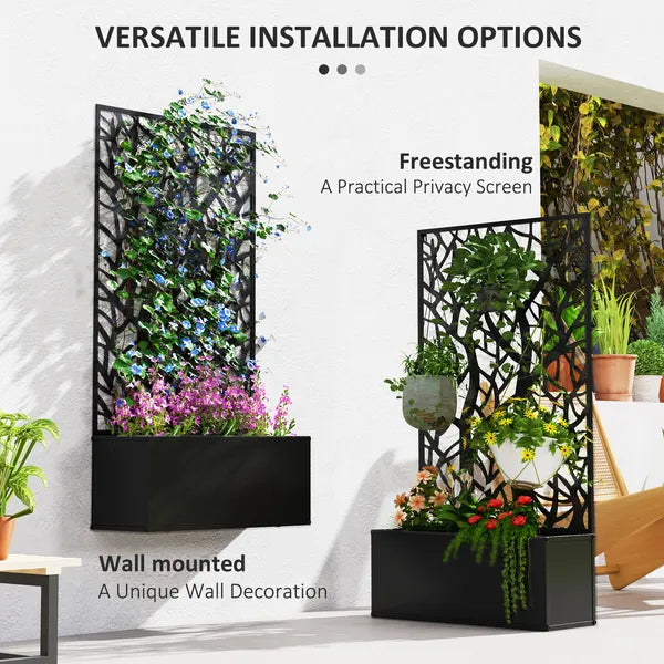 Outsunny Raised Garden Bed with Trellis, Wall Mounted Flower Bed for Garden Balcony, Patio, 24"L x 9.1"W x 44.5"H - product image 5