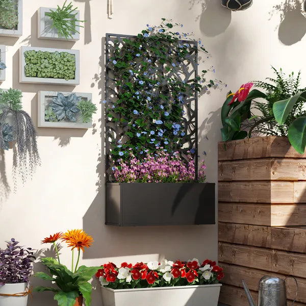 Outsunny Raised Garden Bed with Trellis, Wall Mounted Flower Bed for Garden Balcony, Patio, 24"L x 9.1"W x 44.5"H - product image 7