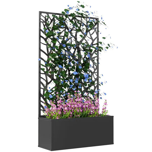 Outsunny Raised Garden Bed with Trellis, Wall Mounted Flower Bed for Garden Balcony, Patio, 24"L x 9.1"W x 44.5"H - product image 11