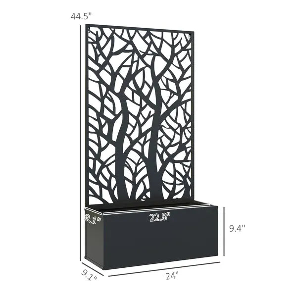 Outsunny Raised Garden Bed with Trellis, Wall Mounted Flower Bed for Garden Balcony, Patio, 24"L x 9.1"W x 44.5"H - product image 3