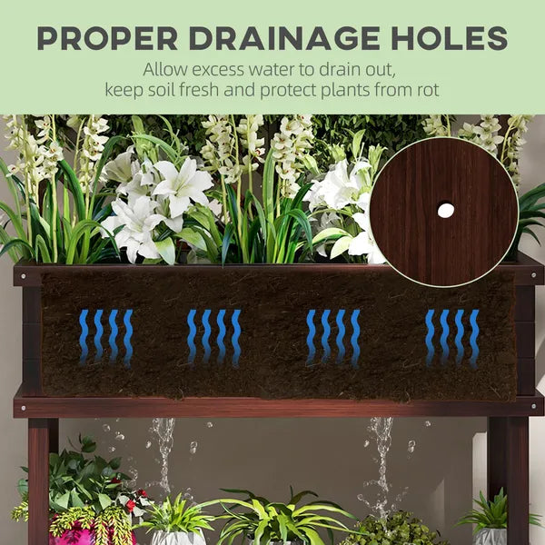 Outsunny Raised Garden Bed with Trellis Wooden Elevated Planter Box Outdoor for Climbing Plants with Drainage Carbonized - product image 6