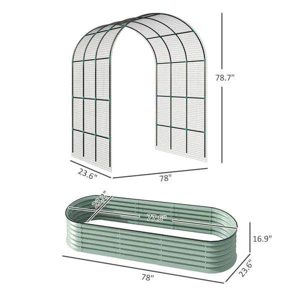 Raised Garden Beds Set with Arch Trellis, Climbing Net, Galvanized Planter Box for Climbing Vegetables Flowers Herbs - product image 3