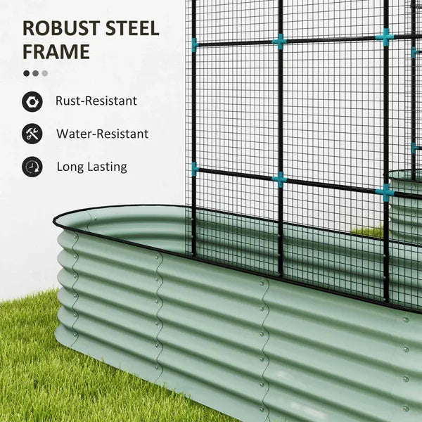 Raised Garden Beds Set with Arch Trellis, Climbing Net, Galvanized Planter Box for Climbing Vegetables Flowers Herbs - product image 6