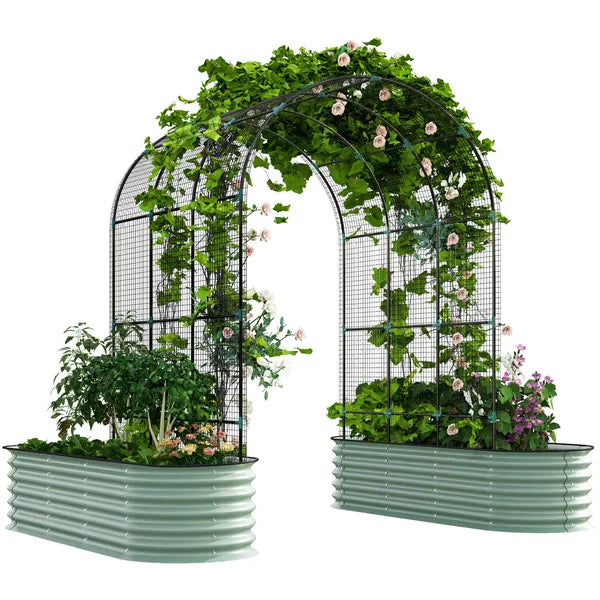 Raised Garden Beds Set with Arch Trellis, Climbing Net, Galvanized Planter Box for Climbing Vegetables Flowers Herbs - product image 11