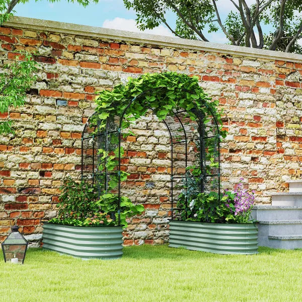Raised Garden Beds Set with Arch Trellis, Climbing Net, Galvanized Planter Box for Climbing Vegetables Flowers Herbs - product image 10