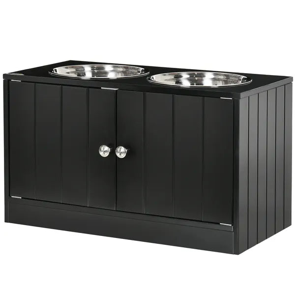 PawHut Raised Pet Feeding Storage Station with 2 Stainless Steel Bowls Base for Large Dogs and Other Large Pets Black - product image 11