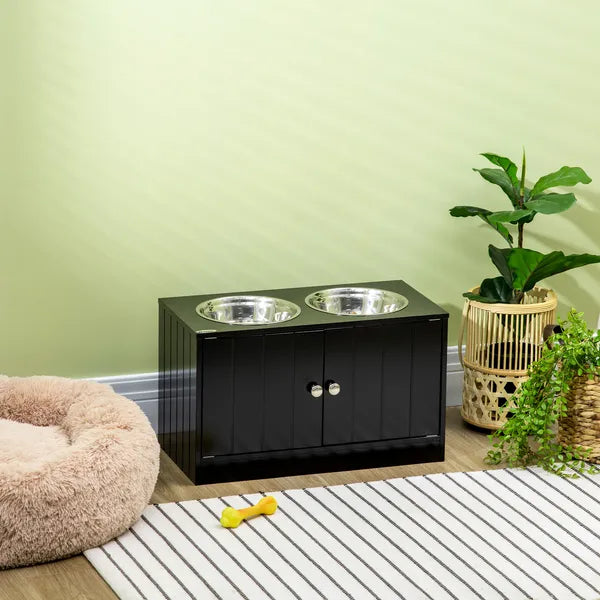 PawHut Raised Pet Feeding Storage Station with 2 Stainless Steel Bowls Base for Large Dogs and Other Large Pets Black - product image 10