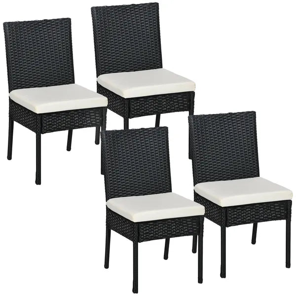 Rattan Outdoor Dining Chairs with Cushions Cream White Patio Comfort - product image 11