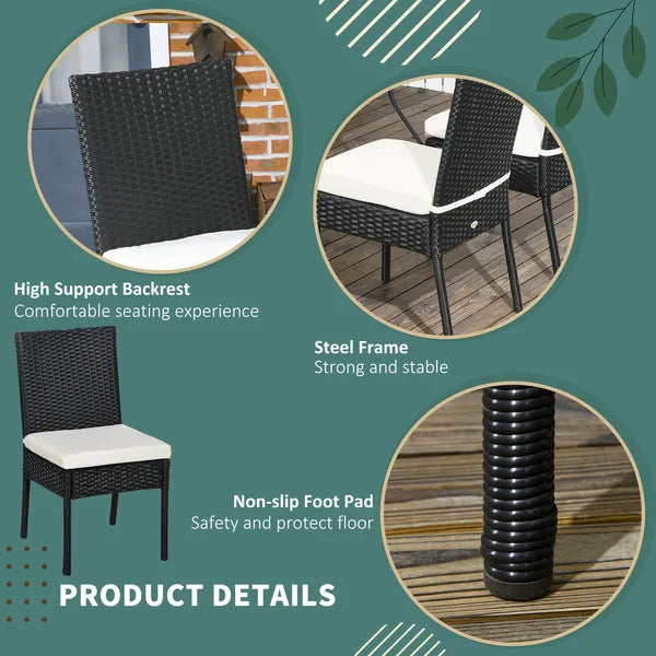 Rattan Outdoor Dining Chairs with Cushions Cream White Patio Comfort - product image 5