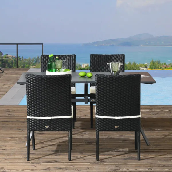 Rattan Outdoor Dining Chairs with Cushions Cream White Patio Comfort - product image 10