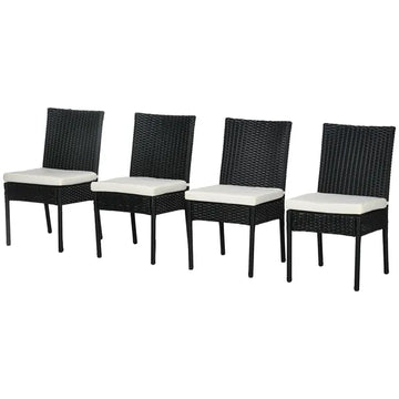 Rattan Outdoor Dining Chairs with Cushions Cream White Patio Comfort - product image 1