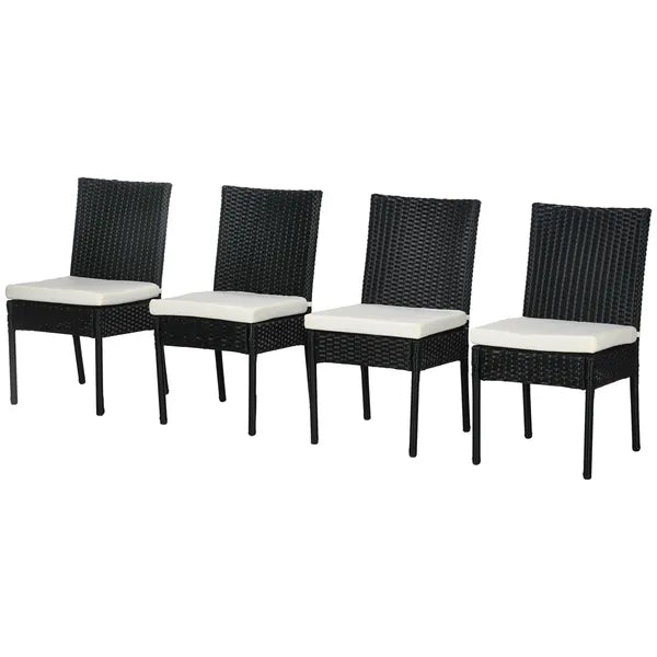 Rattan Outdoor Dining Chairs with Cushions Cream White Patio Comfort - product image 1