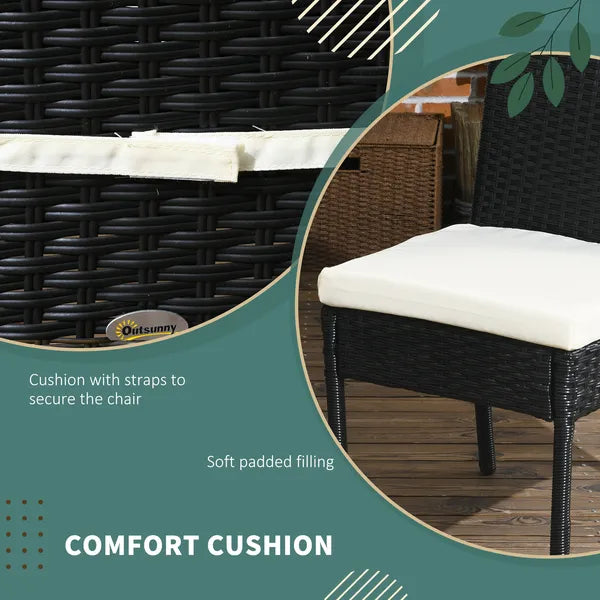 Rattan Outdoor Dining Chairs with Cushions Cream White Patio Comfort - product image 4