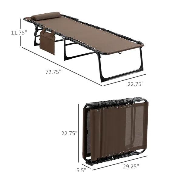 Outsunny Reclining Lounge Chair, Portable Sun Lounger, Folding Camping Cot, with Adjustable Backrest and Removable Pillow, for Patio, Garden, Beach - product image 3