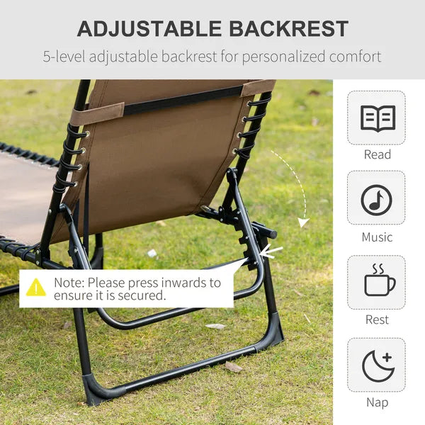 Outsunny Reclining Lounge Chair, Portable Sun Lounger, Folding Camping Cot, with Adjustable Backrest and Removable Pillow, for Patio, Garden, Beach - product image 4
