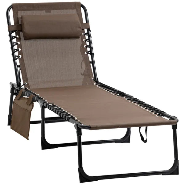 Outsunny Reclining Lounge Chair, Portable Sun Lounger, Folding Camping Cot, with Adjustable Backrest and Removable Pillow, for Patio, Garden, Beach - product image 11