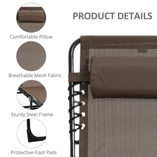 Outsunny Reclining Lounge Chair, Portable Sun Lounger, Folding Camping Cot, with Adjustable Backrest and Removable Pillow, for Patio, Garden, Beach - product image 5