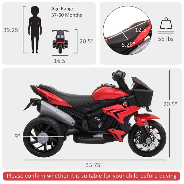 Aosom Red 6V Kids Electric Motorcycle Ride-On Dirt Bike Toy with Music Horn Headlights - product image 3
