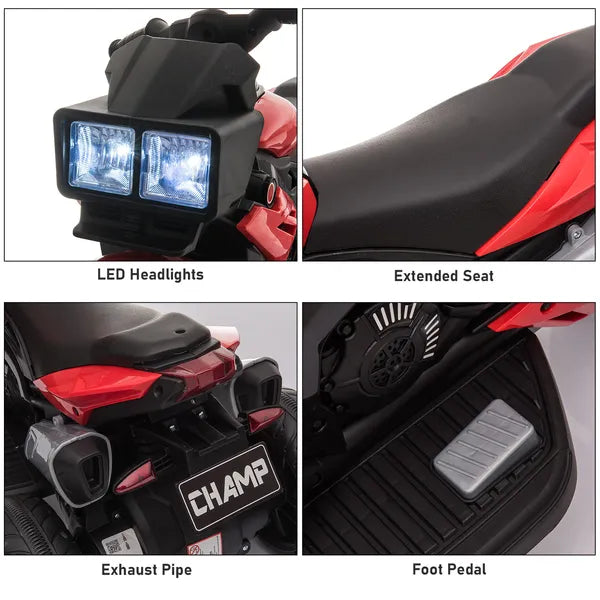 Aosom Red 6V Kids Electric Motorcycle Ride-On Dirt Bike Toy with Music Horn Headlights - product image 7