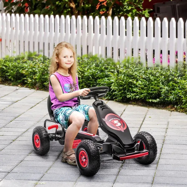 Aosom Red Pedal Go Kart for Kids, Outdoor Ride-On Toy with Adjustable Seat, Anti-Slip Wheels, Safety Brake, Ages 5-12 - product image 2