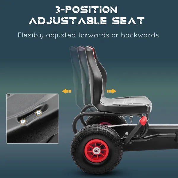 Aosom Red Pedal Go Kart for Kids, Outdoor Ride-On Toy with Adjustable Seat, Anti-Slip Wheels, Safety Brake, Ages 5-12 - product image 4