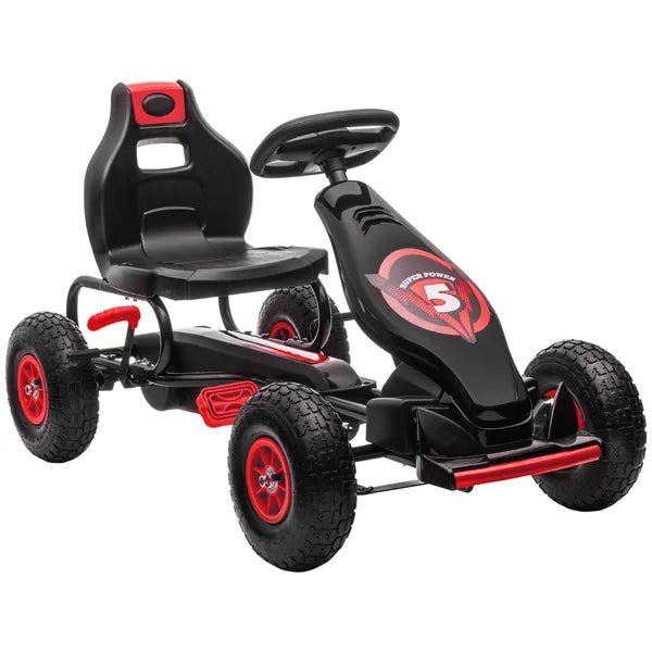 Aosom Red Pedal Go Kart for Kids, Outdoor Ride-On Toy with Adjustable Seat, Anti-Slip Wheels, Safety Brake, Ages 5-12 - product image 1