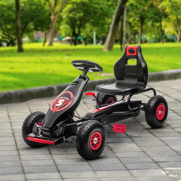 Aosom Red Pedal Go Kart for Kids, Outdoor Ride-On Toy with Adjustable Seat, Anti-Slip Wheels, Safety Brake, Ages 5-12 - product image 10