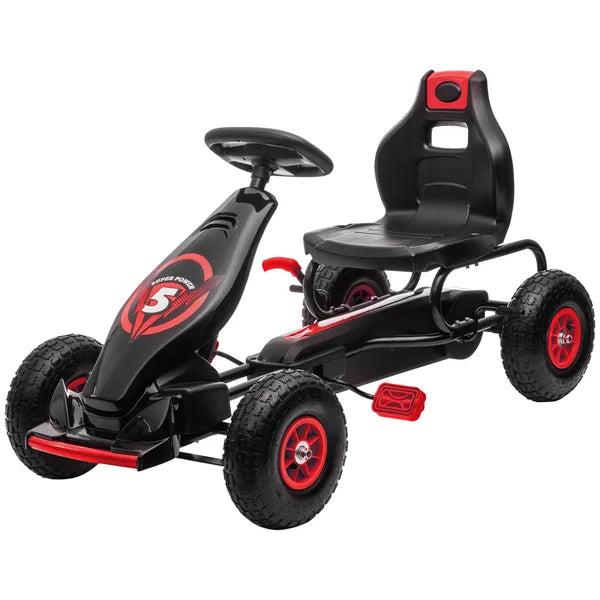 Aosom Red Pedal Go Kart for Kids, Outdoor Ride-On Toy with Adjustable Seat, Anti-Slip Wheels, Safety Brake, Ages 5-12 - product image 11