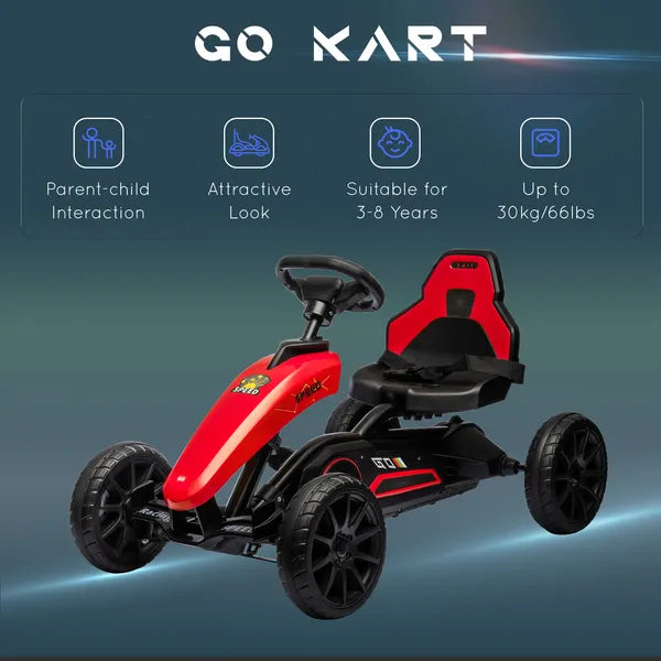Red Pedal Go Kart for Kids with Durable Swing Axle and Shock-Absorbing Wheels - product image 8