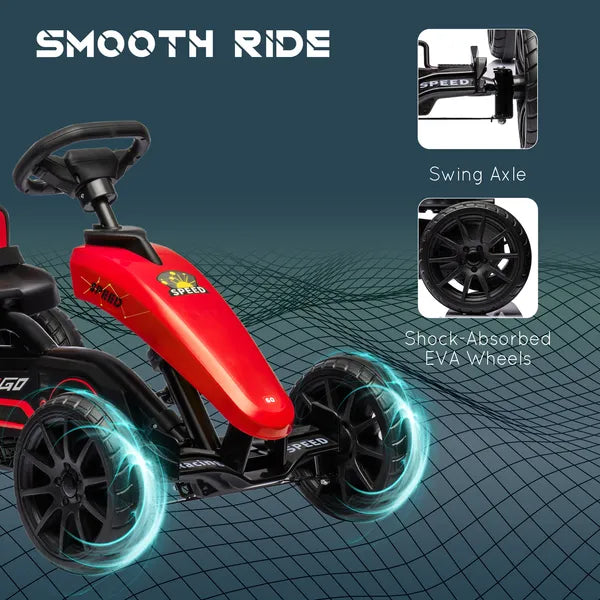 Red Pedal Go Kart for Kids with Durable Swing Axle and Shock-Absorbing Wheels - product image 6