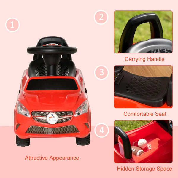 Aosom Red Toddler Ride On Push Car Foot-to-Floor with Horn Music Headlights Storage - product image 7