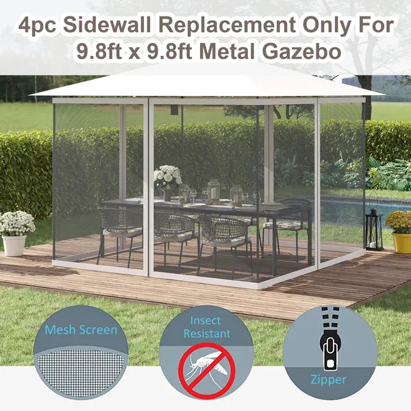 Replacement Mesh Netting for 10 x 13 Gazebo Canopy Tents Zippered White - product image 4