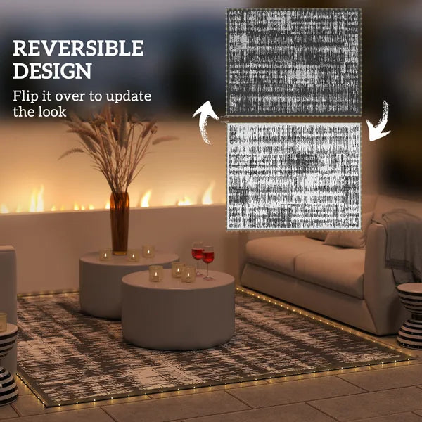 Outsunny Reversible Outdoor Rug Carpet with LED Lights, Carry Bag and Ground Stakes for Backyard, Deck, Picnic, Beach, 10 ft x 8 ft - product image 5