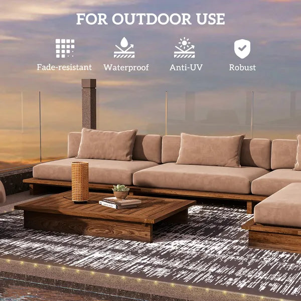 Outsunny Reversible Outdoor Rug Carpet with LED Lights, Carry Bag and Ground Stakes for Backyard, Deck, Picnic, Beach, 10 ft x 8 ft - product image 6