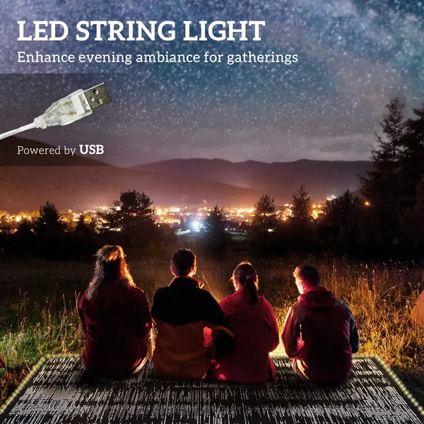 Outsunny Reversible Outdoor Rug Carpet with LED Lights, Carry Bag and Ground Stakes for Backyard, Deck, Picnic, Beach, 12 ft x 9 ft - product image 4