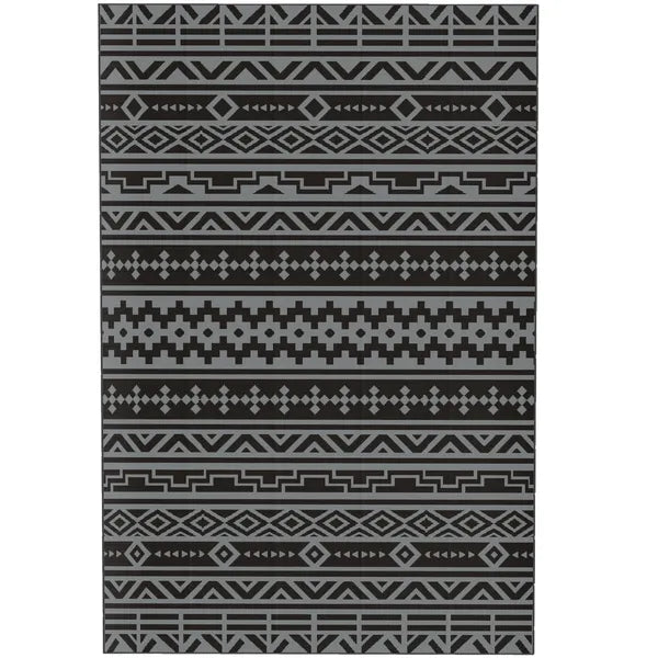 Outsunny Reversible Outdoor Rug, Waterproof Plastic Straw with Carry Bag, 6 ft x 9 ft, Black and Gray Geometric Wall - product image 12