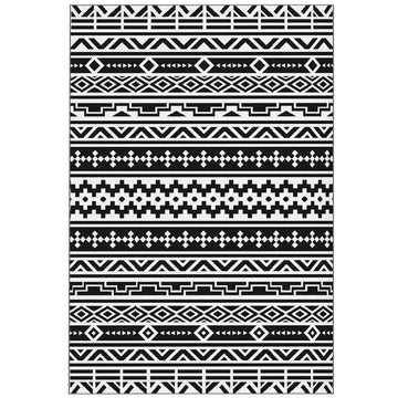 Outsunny Reversible Outdoor Rug, Waterproof Plastic Straw with Carry Bag, 6' x 9', Black and White Geometric Wall - product image 1
