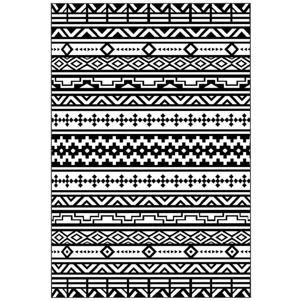 Outsunny Reversible Outdoor Rug, Waterproof Plastic Straw with Carry Bag, 6' x 9', Black and White Geometric Wall - product image 12