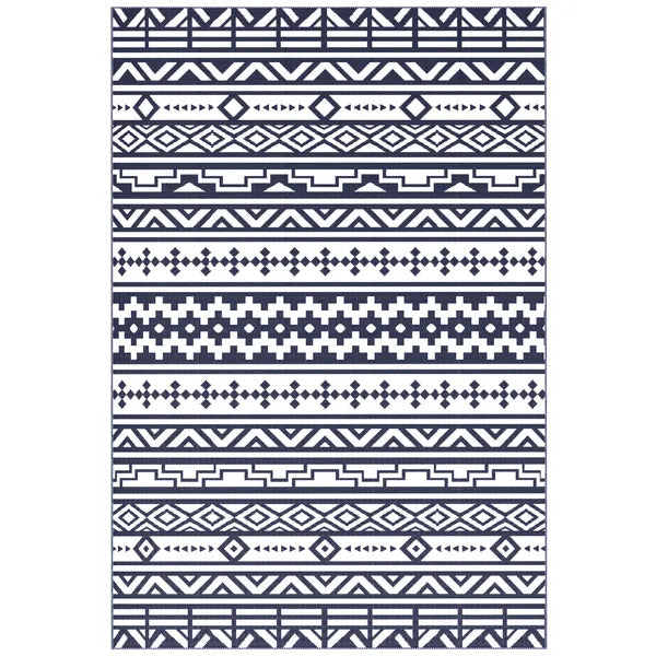 Outsunny Reversible Outdoor Rug, Waterproof Plastic Straw with Carry Bag, 6 ft x 9 ft, Blue and White Geometric - product image 12