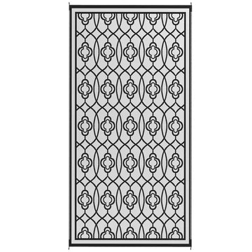 Reversible Outdoor Rug, Waterproof Plastic Straw with Carry Bag, 9' x 18', Black and Gray Lantern - product image 1