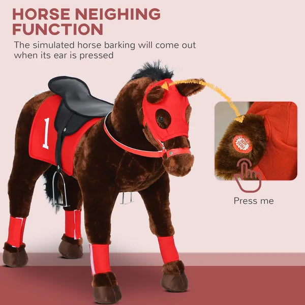 Qaba Ride on Horse for Kids 3-8 Years Old with Neighing Sound, Saddle and Stirrups - product image 5