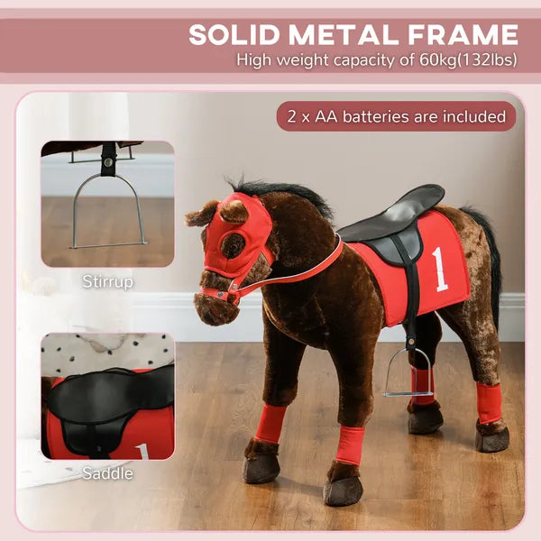 Qaba Ride on Horse for Kids 3-8 Years Old with Neighing Sound, Saddle and Stirrups - product image 6