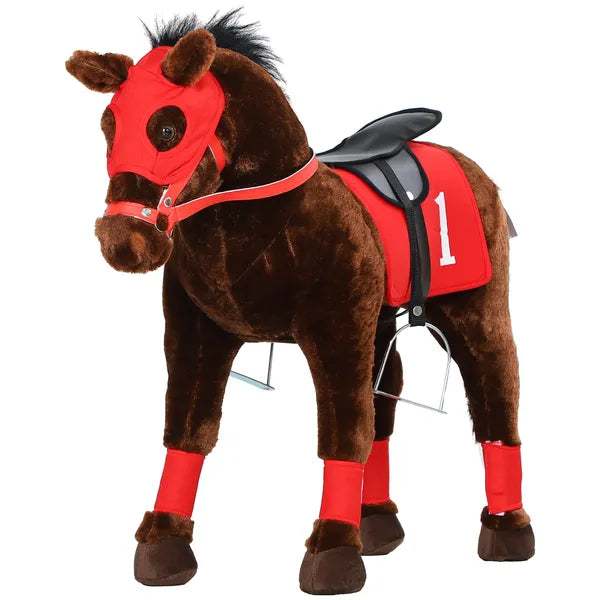 Qaba Ride on Horse for Kids 3-8 Years Old with Neighing Sound, Saddle and Stirrups - product image 1
