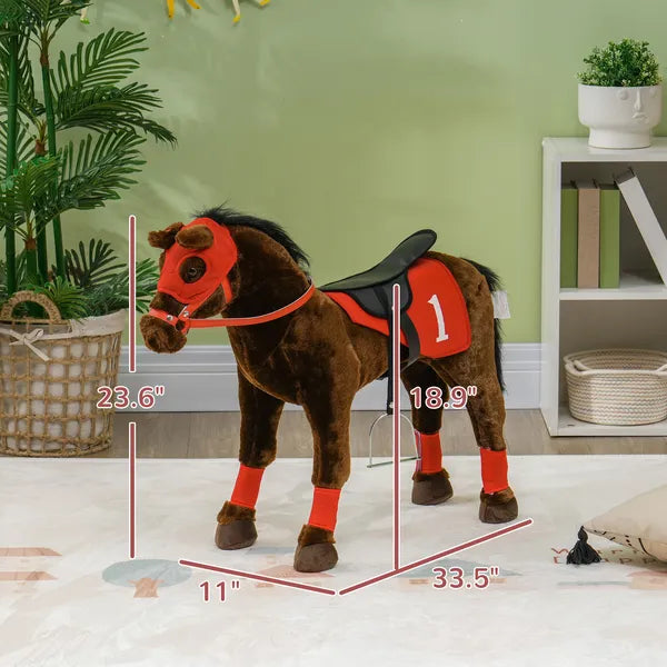 Qaba Ride on Horse for Kids 3-8 Years Old with Neighing Sound, Saddle and Stirrups - product image 3