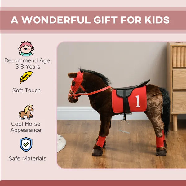 Qaba Ride on Horse for Kids 3-8 Years Old with Neighing Sound, Saddle and Stirrups - product image 7
