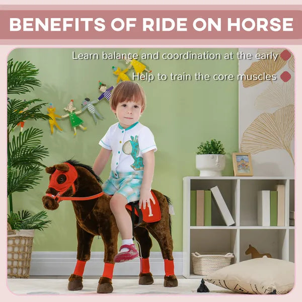 Qaba Ride on Horse for Kids 3-8 Years Old with Neighing Sound, Saddle and Stirrups - product image 4