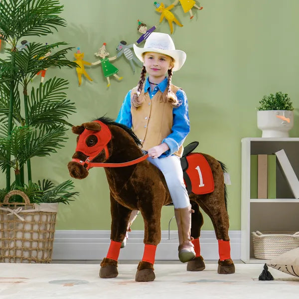 Qaba Ride on Horse for Kids 3-8 Years Old with Neighing Sound, Saddle and Stirrups - product image 2