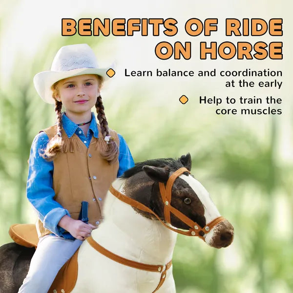 Qaba Ride on Horse for Toddlers 3-8 Years Old, Stuffed Animal Horse Toy with Neighing Sound, Brown - product image 6
