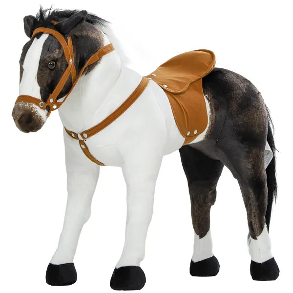 Qaba Ride on Horse for Toddlers 3-8 Years Old, Stuffed Animal Horse Toy with Neighing Sound, Brown - product image 1